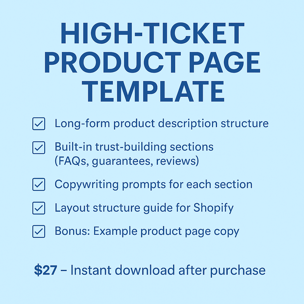 High-Ticket Product Page Template (Copywriting + Layout)