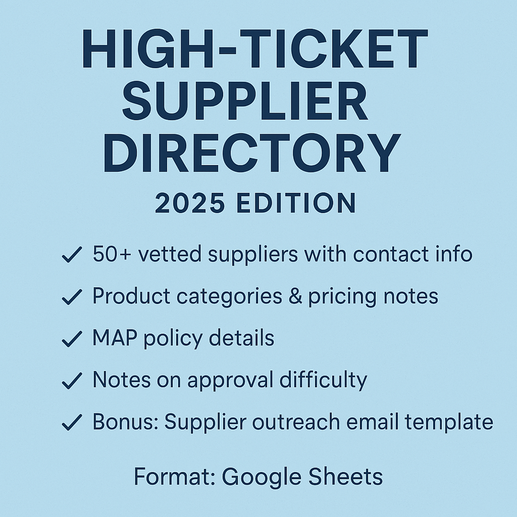 High-Ticket Supplier Directory (2025 Edition)