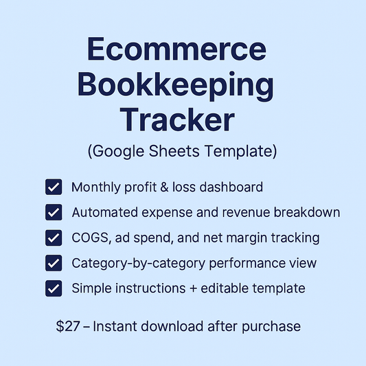 Ecommerce Bookkeeping Tracker (Google Sheets Template) eCommerce Paradise