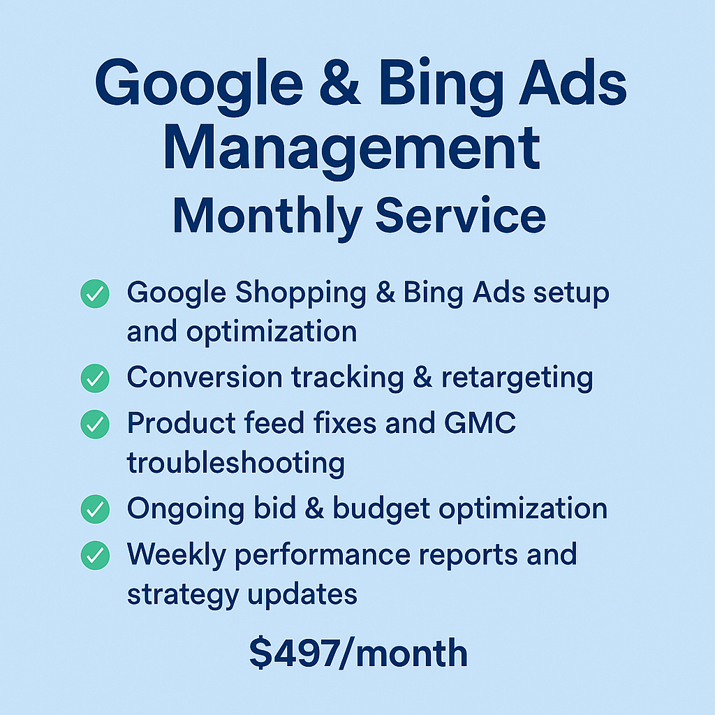 Google & Bing Ads Management – Monthly Service eCommerce Paradise