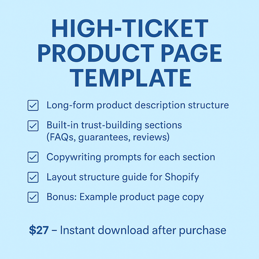 High-Ticket Product Page Template (Copywriting + Layout) eCommerce Paradise