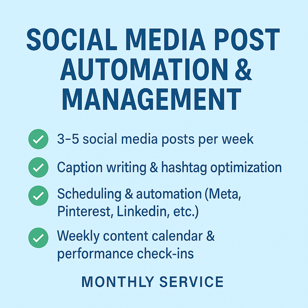 Social Media Post Automation, Optimization & Management – Monthly Service eCommerce Paradise