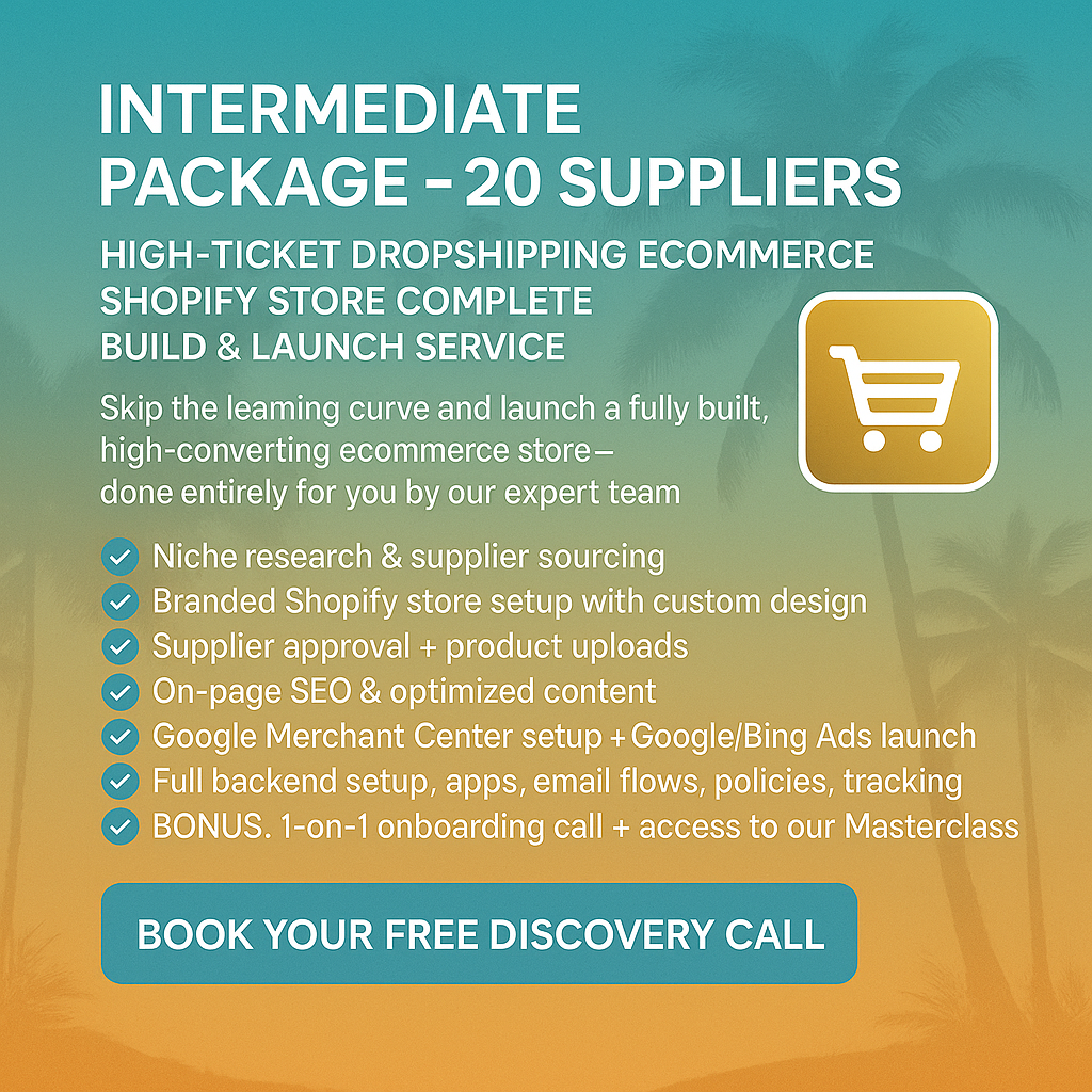 Turnkey Done-For-You Business-In-A-Box High-Ticket Dropshipping Ecommerce Shopify Store Complete Build & Launch Service eCommerce Paradise