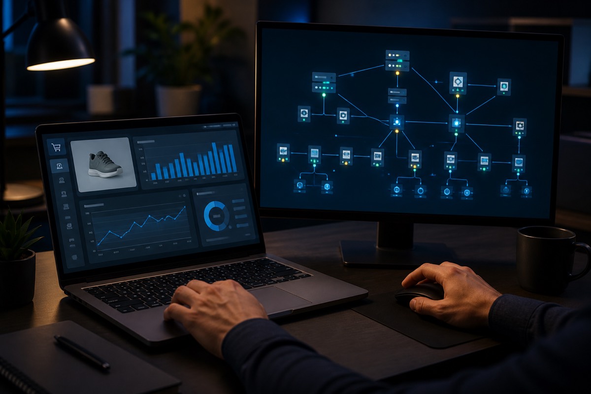 Ecommerce operations dashboard monitoring network infrastructure