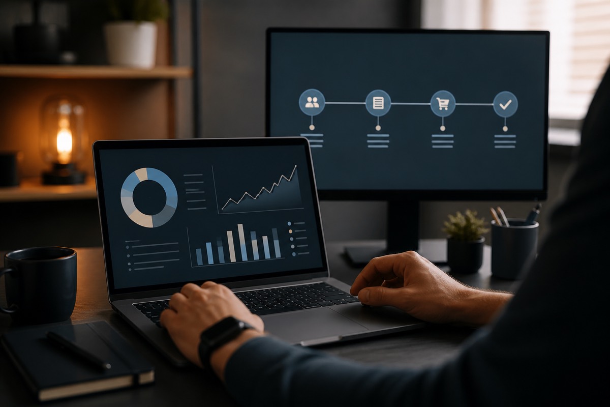 B2B ecommerce analyst reviewing LinkedIn revenue attribution data