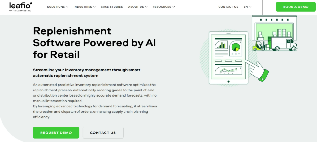 LEAFIO AI inventory replenishment dashboard