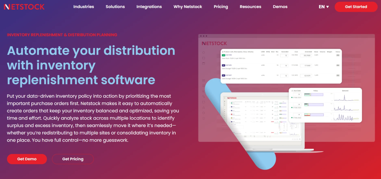 Netstock inventory planning dashboard