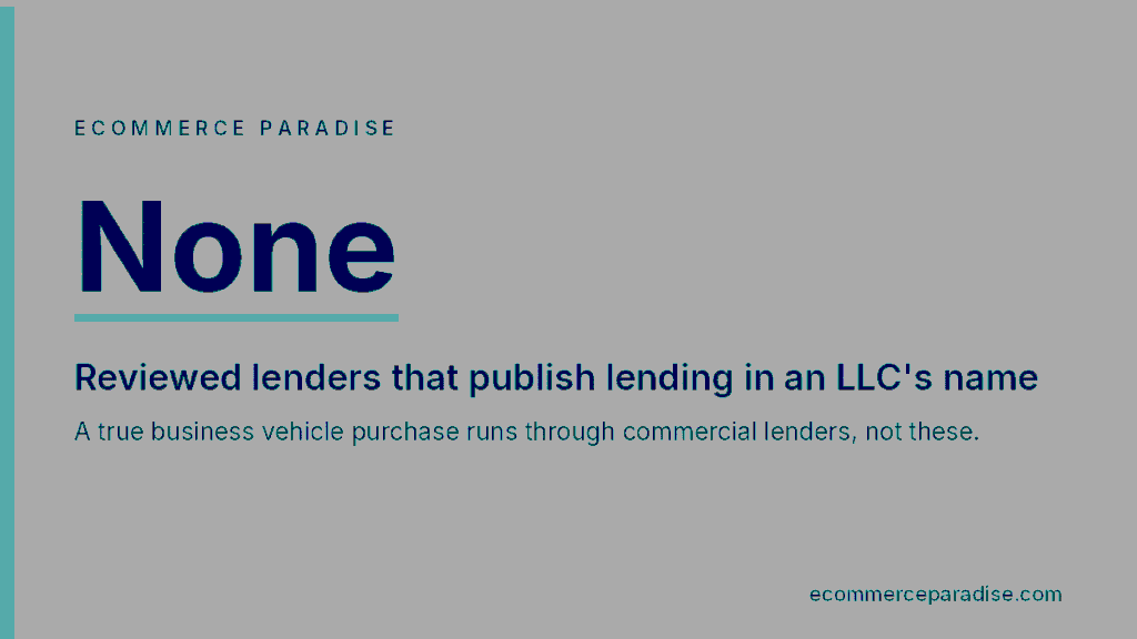 None of the reviewed auto lenders publish lending in an LLC's name