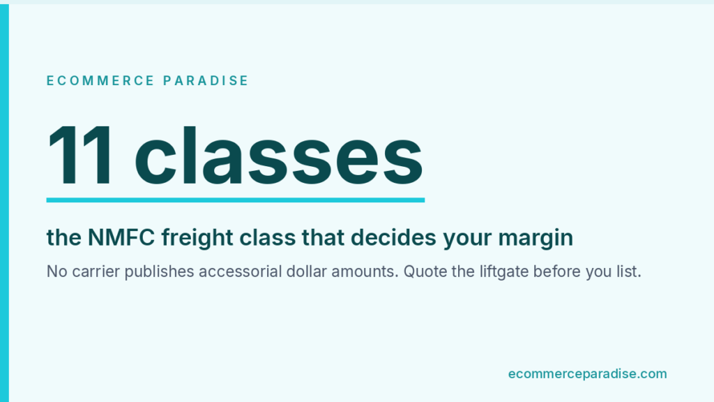 Data card: 11 classes, the NMFC freight class that decides your margin