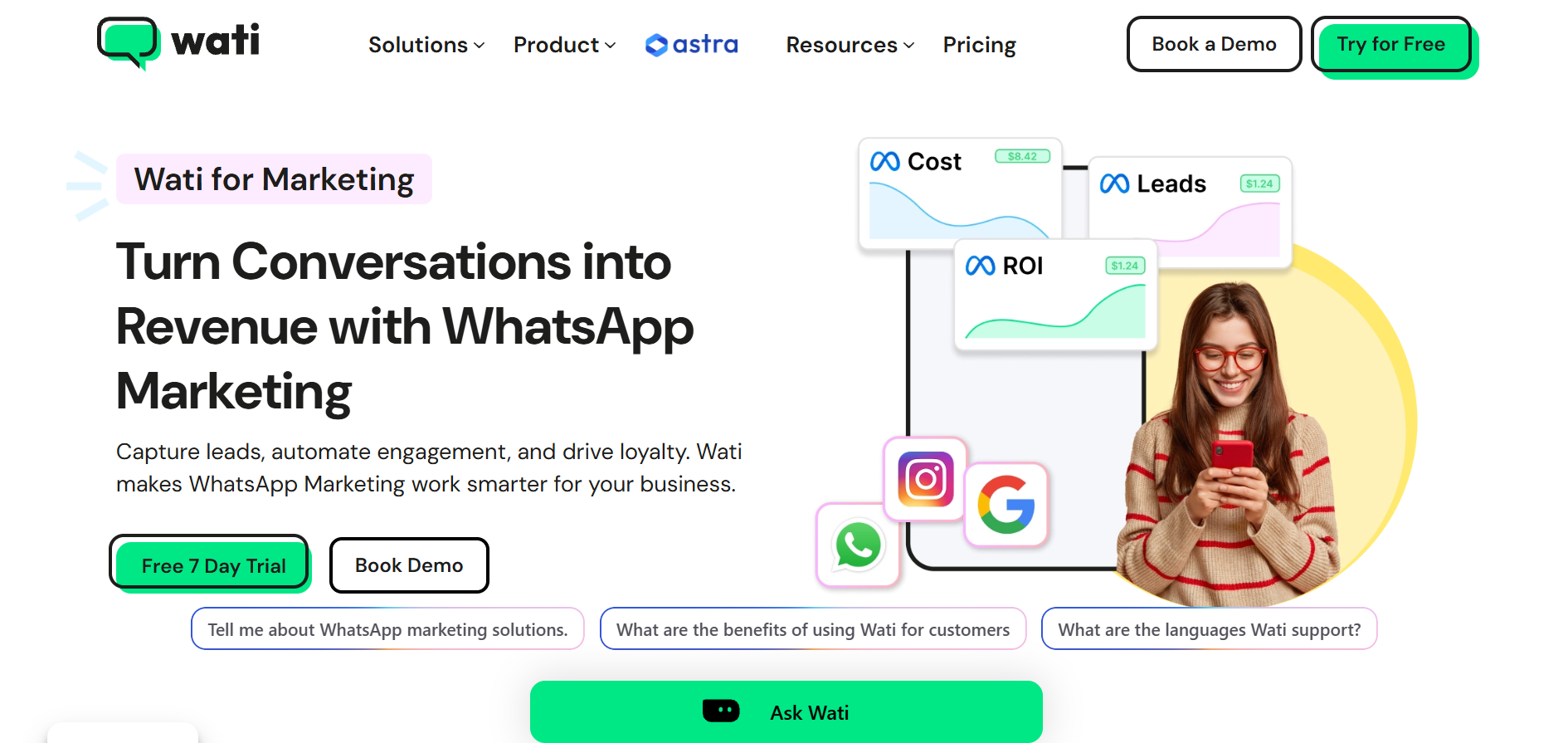 WATI WhatsApp marketing interface