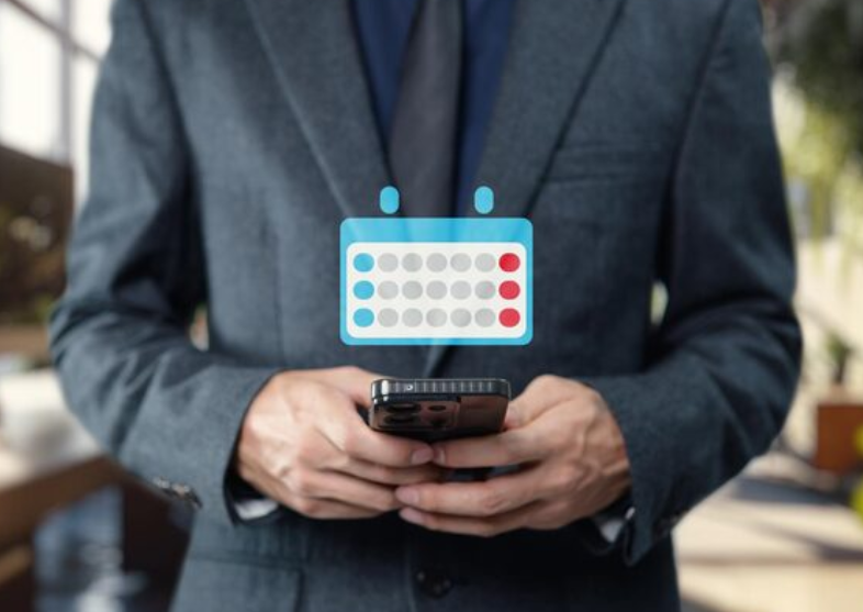 Employee using a smartphone for QR-code attendance check-in