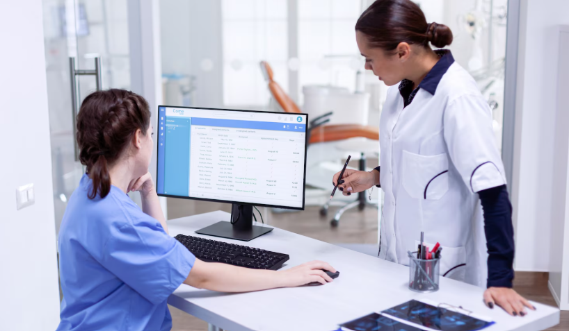 Clinician reviewing digital notes