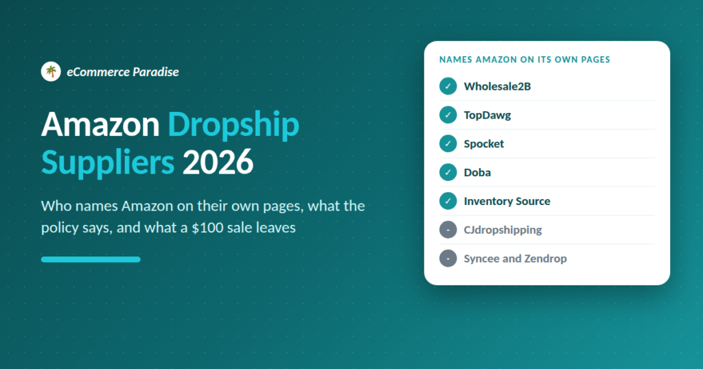 Amazon dropship suppliers guide cover: Amazon dropshipping policy, supplier channels and prices in 2026