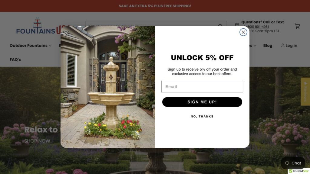 Fountains USA client store homepage