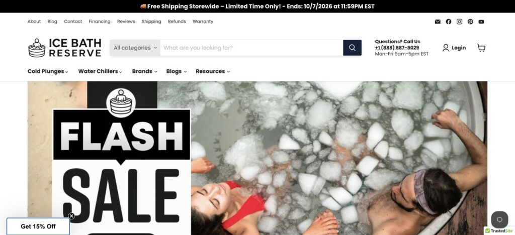 Ice Bath Reserve client store homepage