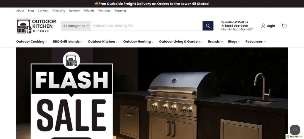 Outdoor Kitchen Reserve client store homepage