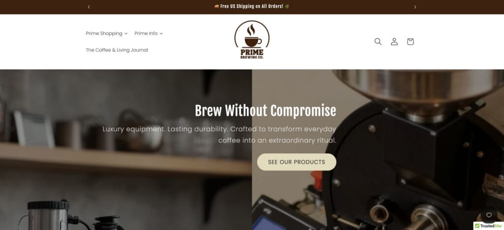 Prime Brewing Company client store homepage