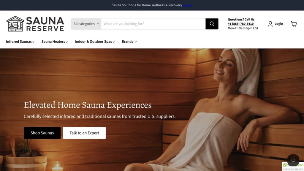 Sauna Reserve client store homepage