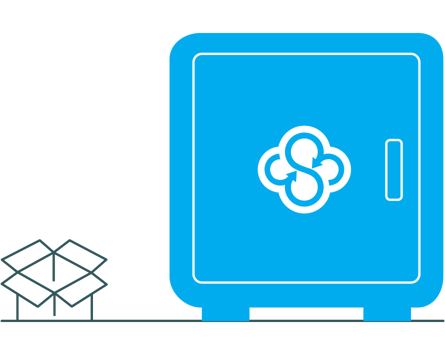 Sync secure cloud storage interface for files and shared folders