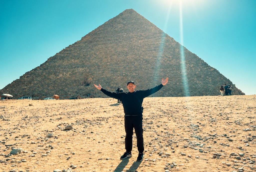 Trevor Fenner at the pyramids in Egypt