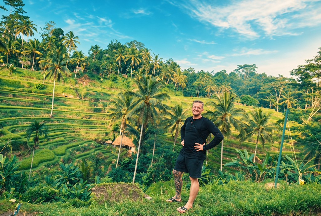Trevor Fenner above the rice terraces in Bali